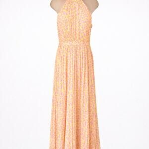 NWT Betsey Johnson Maxi Dress SZ 4 Pleated Pink Animal Print  Prom Event Party